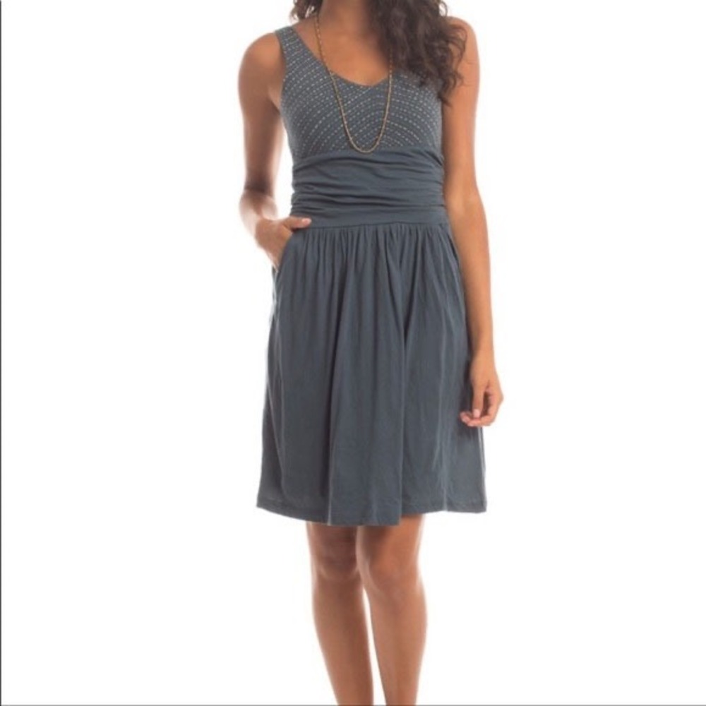 Synergy Organic Clothing Rice Stitch Babydoll Moxie Dress Small Gray Sleeveless